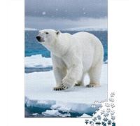 Polar Bear Ice Floe 1000-Piece Jigsaw Puzzle for Adults, 70x50cm/1000pcs, Low-dust White Pieces for Sorting; Tabletop Entertainment at Home