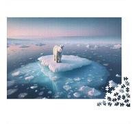 Polar Bear Ice Floe Arctic 1000-Piece Puzzle for Adults, 70x50cm/1000pcs; White Pieces with A Smooth Surface; Shared Family Time Around The Table
