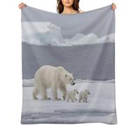 Polar Bear Ice Floe Flannel Throw Blanket Super Soft Lightweight Throw Blanket Fuzzy Comfy Flannel Blankets Warm Plush Throw Blankets for Couch Sofa Bed 40"x50"