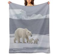 Polar Bear Ice Floe Flannel Throw Blanket Super Soft Lightweight Throw Blanket Fuzzy Comfy Flannel Blankets Warm Plush Throw Blankets for Couch Sofa Bed 30"x40"