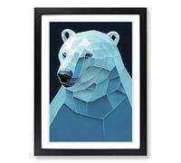 Polar Bear Ice Framed Print | A2 Black Framed Wall Art | Ready to Hang | Modern Animal Picture | Living Room Bedroom Lounge Office