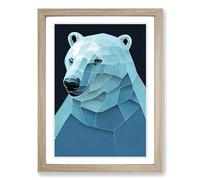Polar Bear Ice Framed Print | A2 Oak Framed Wall Art | Ready to Hang | Modern Animal Picture | Living Room Bedroom Lounge Office
