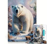 Polar Bear Ice King Jigsaw Puzzles for Adults1000 Pieces Clear Logic Toy Leisure Time Perfect Cut Creative Gift (38x26cm)