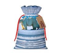 Polar Bear Ice Print Christmas Burlap Gift Bag With Drawstring, Present Small Favor Pouch For Birthday Parties-S Size