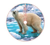 Polar Bear Ice Print Christmas Tree Skirt,New Year Winter Christmas Tree Decoration,Suitable For Family Parties
