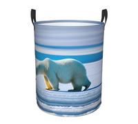 Polar Bear Ice Print Laundry Baskets Hamper With Handles,Decorative Basket For Living Room For Toys Bin