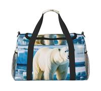 Polar Bear Ice Print Travel Duffel Bag for Men & Women, Foldable Travel Bags and Spacious Weekender Tote Bag for Storage Toiletry Luggage Personal Item, Black, L