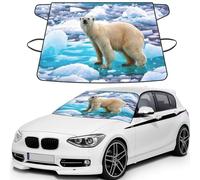 Polar Bear Ice Print Windshield Cover, Durable 600d Oxford Waterproof Winter Windshield Protector