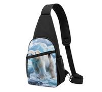 Polar Bear Ice Printed Chest Bag Sling Bag for Men Women, Outdoor Crossbody Fanny Packs Hiking Chest Packs Sport Daypacks