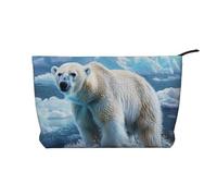 Polar Bear Ice Printed Makeup Bag Corduroy Travel Cosmetic Bags Cosmetic Case Toiletry Bag Organizer for Women Mom Girls