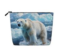 Polar Bear Ice Printed Travel Makeup Bag Imitation Linen Cosmetic Bags Waterproof Cosmetic Case Organizer for Women