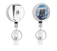 Polar Bear Ice Retractable Badge Holder Reel Heavy Duty Retractable Keychain with Belt Clip Metal Lanyard Clip Name Card Holder for Doctor Teacher Office Work Supplies