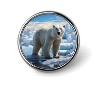 Polar Bear Ice Round Badge Cute Enamel Lapel Pin Brooches Button Pin Personalized Clothing Decoration Unisex Badge Holder Hats Bags Shirts Decor