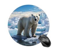Polar Bear Ice Round Mouse Pad Smooth Glide Gaming Mousepad Extra Density Portable Comfortable Mouse Mat for Desk, Home, Office 7.8x7.8 Inches