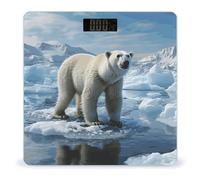 Polar Bear Ice Scale for Body Weight Highly Accurate Anti-Slip Digital Scale LCD Display Bathroom Scales Sturdy Tempered Glass Smart Scales Rounded Corners Design