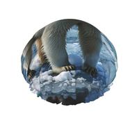 Polar Bear Ice Shower Caps for Women Reusable Bath Caps for Men Double Layer Waterproof Hair Cap with EVA Lining Stylish Large Shower Bonnet Soft Bath Hat for Long Hair, Braids