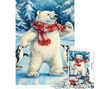 Polar Bear Ice Skating Jigsaws 1000 Pieces for Teenagers Stimulate Active Brain And Mind Gentle Relaxing Fun Activity (38X26cm)