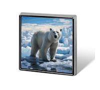 Polar Bear Ice Square Lapel Pin Printed Aluminum Alloy Memorial Pins Cute Funny Square Brooch Personalized Lapel Badge for Coats Suit Jackets And Wedding Gift