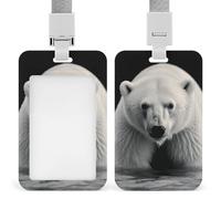Polar Bear Id Badge Holder with Lanyard, Clear Vertical Card Protector Waterproof, Breakaway Safety Neck Strap, Heavy Duty Name Tag Holder for Nurse Teacher Officer Staff Women Men