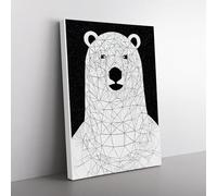 Polar Bear Illustration Canvas Wall Art Print Ready to Hang, Framed Picture for Living Room Bedroom Home Office Décor, 76x50 cm (30x20 Inch)