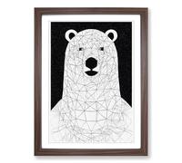 Polar Bear Illustration Framed Wall Art Print, Ready to Hang Picture for Living Room Bedroom Home Office, Walnut A2 (48 x 66 cm)