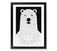Polar Bear Illustration Framed Wall Art Print, Ready to Hang Picture for Living Room Bedroom Home Office, Black A2 (48 x 66 cm)