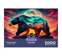 Polar Bear Impossible Hard Difficult 1000 Pieces Adult Jigsaws - Bear Mountain Reflection Sunset Majestic Artistic Educational Game Decompression for Gifts52x38cm/1000pcs
