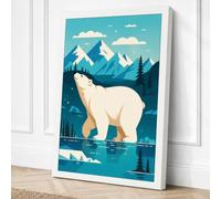 Polar Bear in Arctic Waters Canvas Wall Art Print 30x20 Inch (76 x 51 cm)