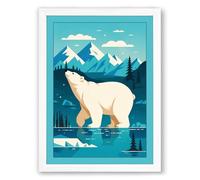 Polar Bear in Arctic Waters Minimalist Framed Wall Art Print A1 (84.1×59.4cm) White, Wall Decor for Living Room, Bedroom, Office & Home, Ready to Hang, Art Gift
