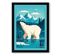 Polar Bear in Arctic Waters Minimalist Framed Wall Art Print A3 (42×29.7cm) Black, Wall Decor for Living Room, Bedroom, Office & Home, Ready to Hang, Art Gift