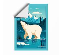 Polar Bear in Arctic Waters Minimalist Unframed Wall Art Print A1 (84.1×59.4cm), Wall Decor for Living Room, Bedroom, Office & Home, Art Gift