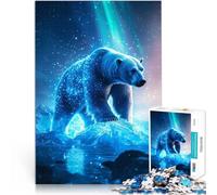 Polar Bear in Aurora Borealisjigsaw 1000 pieces for teenagers learning educational Every Piece is Unique - Challenging Family Fun Game 52x38cm