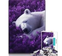 Polar Bear in Lavender 1000 Piece Jigsaw Puzzle for Adults Teens,Decompressing Intellectual Educational Toy Secret Santa Gifts (38x26cm)