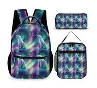Polar Bear in Northern Lights Casual 3pcs Backpack Sets