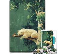Polar Bear in The Forest Artistic Wooden Jigsaw Puzzle for Adults, 300 PCS
