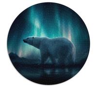 Polar Bear in The Night Sky with The Northern Lights Jigsaw Puzzles Challenge Toy Educational Games Home Decoration for Adults& Teenager Age 14 Years Up 1000pcs (67.5x67.5cm)