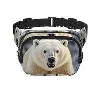 Polar bear in the snow Square double - layer fanny pack with adjustable shoulder strap - travelling fanny pack - perfect for outdoor sports, Black, One Size