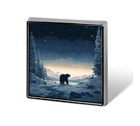 Polar Bear in The Snow Square Lapel Pin Printed Aluminum Alloy Memorial Pins Cute Funny Square Brooch Personalized Lapel Badge for Coats Suit Jackets And Wedding Gift