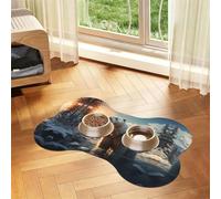 Polar bear in winter Bone Shaped Absorbent Dog Feeding Mat