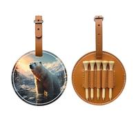 Polar bear in winter Brown Printed golf tee storage bag - portable design, easy to organize tee