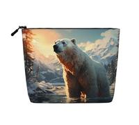 Polar Bear In Winter Fake Hemp Makeup Bag. Environmentally Friendly And Durable, Simple Design, Easy To Store Your Beauty Essentials., Black, One Size