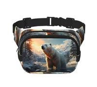 Polar bear in winter Printed multifunctional waist bag, unisex trendy messenger bag, travel sports storage bag