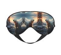 Polar Bear in Winter Prints Double-Sided Eye Mask Adjustable Design Light-Blocking and Breathable Suitable for Rest and Travel.