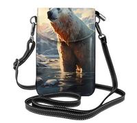 Polar Bear In Winter Small Cell Phone Purse, Floral Print Crossbody Bag, Pu Leather Mini Wallet With Shoulder Strap, Secure Magnetic Closure.