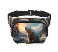 Polar bear in winter Square Double Layer Waist Bag Belt - Fanny Pack Purse with Adjustable Strap for Running, Travel, Hiking, Black, One Size, Black, One Size