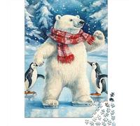 Polar Bear Jigsaw Puzzle for Adults 1000 Piece Jigsaw Puzzle Ice Penguins Puzzle Game for Family Stress Relief 70x50cm/1000pcs