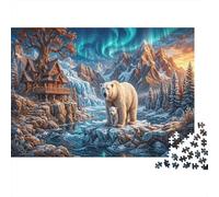 Polar Bear Jigsaw Puzzle for Game 1000 Pieces Nordic Cabin Beginners Puzzle Starters Anxiety Relief Secret Santa Gift 38x26cm/1000pcs