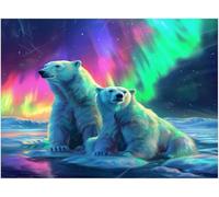 Polar Bear Jigsaw Puzzle Polar Bears Under The Aurora Wooden Puzzle for Adults with Letters on Back Home Decoration_1000pcs