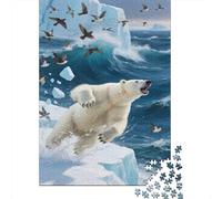 Polar Bear Jigsaw Puzzles Puzzles for Adults Kids. 1000 Piece Arctic Ocean Iceberg Impossible Challenge Toy Educational Game Home Decoration for Adults& Kids Age 14 Years Up 1000pcs (75x50cm)