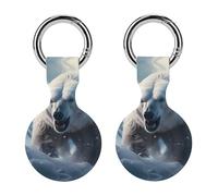 Polar Bear Keychain Holder Case Compatible with AirTag Waterproof Silicone Shell Protective Case 2PCS